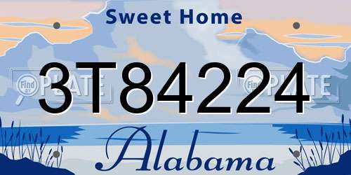 3T84224 Alabama License Plate