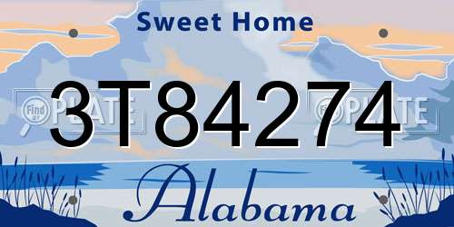 3T84274 Alabama License Plate
