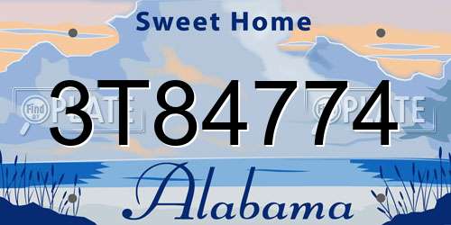 3T84774 Alabama License Plate