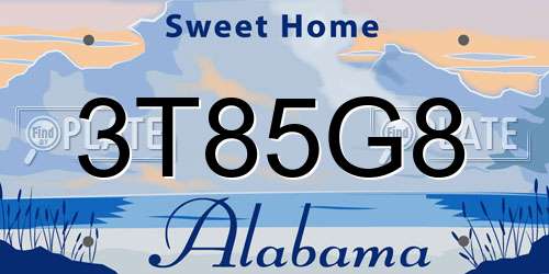 3T85G8 Alabama License Plate