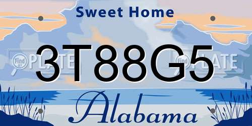 3T88G5 Alabama License Plate