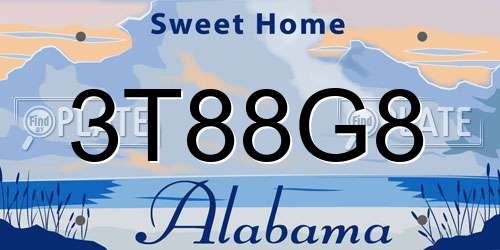 3T88G8 Alabama License Plate