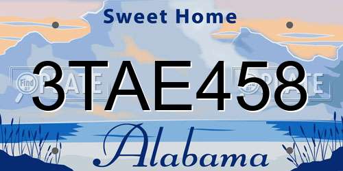 3TAE458 Alabama License Plate