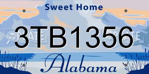 3TB1356 Alabama License Plate