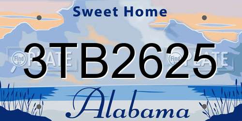 3TB2625 Alabama License Plate