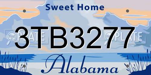3TB3277 Alabama License Plate