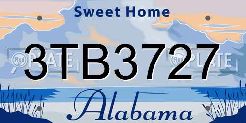 3TB3727 Alabama License Plate