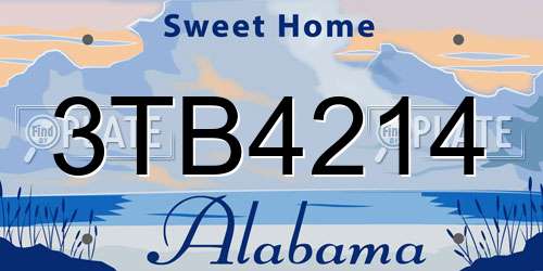 3TB4214 Alabama License Plate