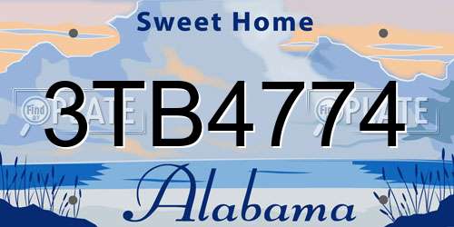 3TB4774 Alabama License Plate