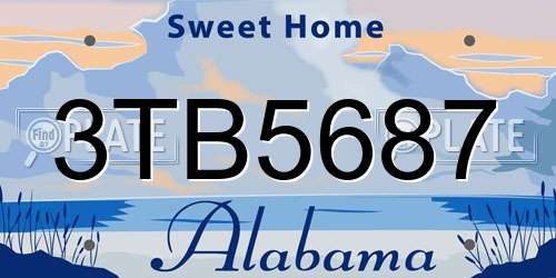 3TB5687 Alabama License Plate