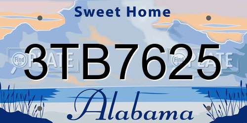 3TB7625 Alabama License Plate