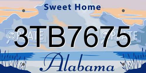 3TB7675 Alabama License Plate