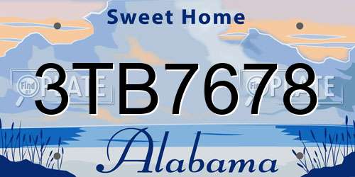 3TB7678 Alabama License Plate