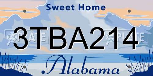 3TBA214 Alabama License Plate