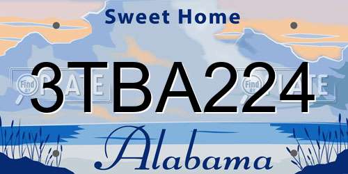 3TBA224 Alabama License Plate