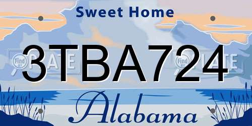 3TBA724 Alabama License Plate