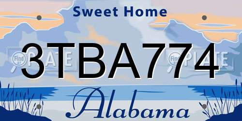 3TBA774 Alabama License Plate