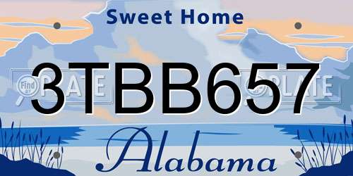 3TBB657 Alabama License Plate