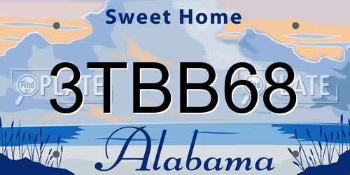 3TBB68 Alabama License Plate