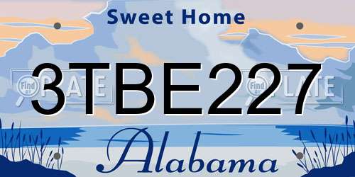3TBE227 Alabama License Plate