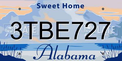 3TBE727 Alabama License Plate