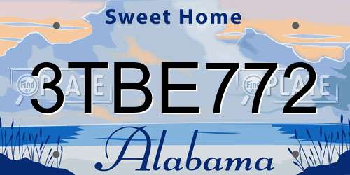 3TBE772 Alabama License Plate