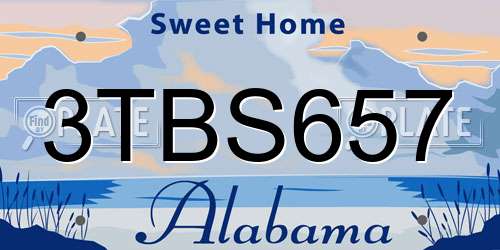 3TBS657 Alabama License Plate