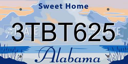 3TBT625 Alabama License Plate