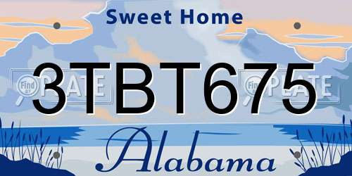 3TBT675 Alabama License Plate