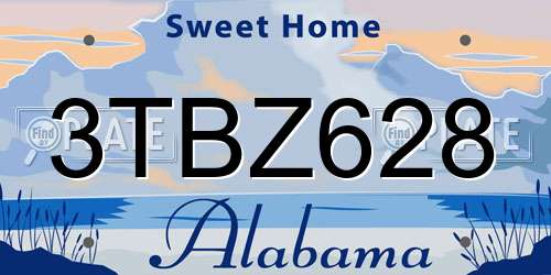 3TBZ628 Alabama License Plate