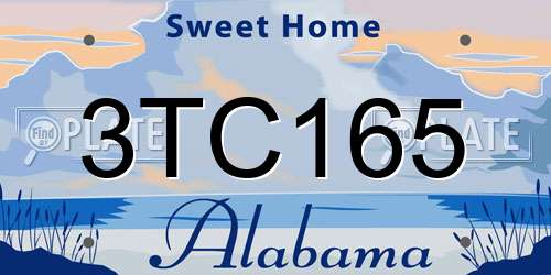 3TC165 Alabama License Plate