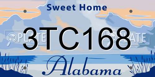 3TC168 Alabama License Plate