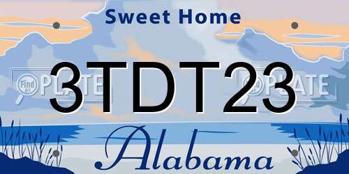 3TDT23 Alabama License Plate
