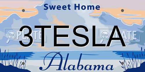 3TESLA Alabama License Plate