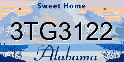 3TG3122 Alabama License Plate
