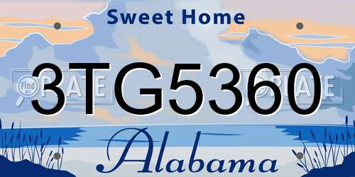 3TG5360 Alabama License Plate
