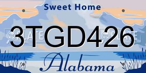 3TGD426 Alabama License Plate