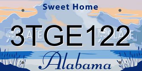 3TGE122 Alabama License Plate
