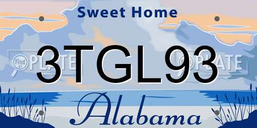 3TGL93 Alabama License Plate