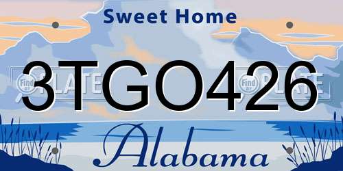 3TGO426 Alabama License Plate