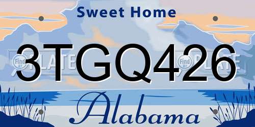 3TGQ426 Alabama License Plate