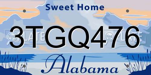 3TGQ476 Alabama License Plate