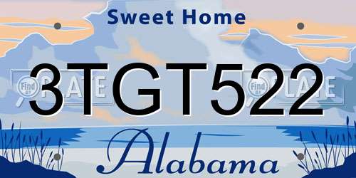 3TGT522 Alabama License Plate
