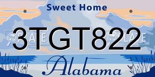 3TGT822 Alabama License Plate