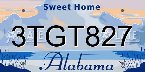 3TGT827 Alabama License Plate