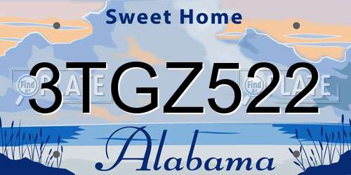 3TGZ522 Alabama License Plate