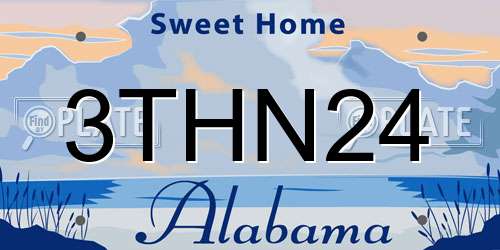 3THN24 Alabama License Plate