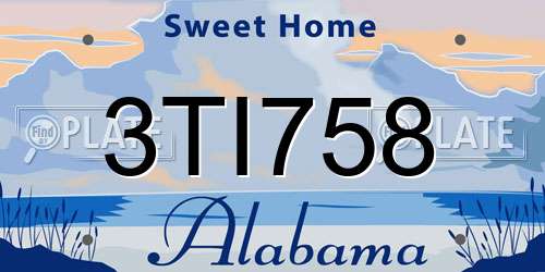 3TI758 Alabama License Plate