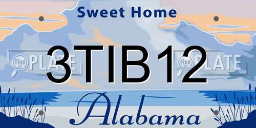 3TIB12 Alabama License Plate