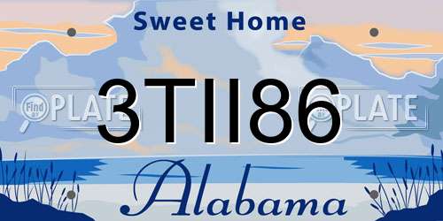 3TII86 Alabama License Plate